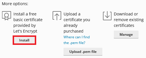 Domain's SSL/TLS Certificates setting